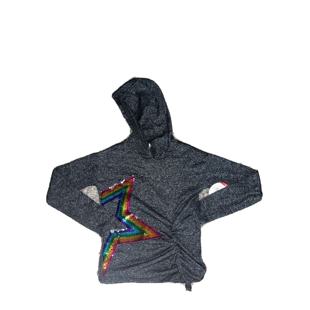 NWT Girls Members Mark Star Sequins Cozy Hoodie 7/8